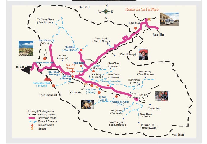 bản đồ du lịch Sa Pa giúp du khách sắp đặt lộ trình di chuyển phù hợp